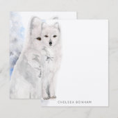 Arctic Fox Watercolor Mitteilungskarte (Vorne/Hinten)
