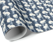 Arctic Fox Winter Christmas Tartan Kariertes Muste Geschenkpapier (Rolleneckpunkt)
