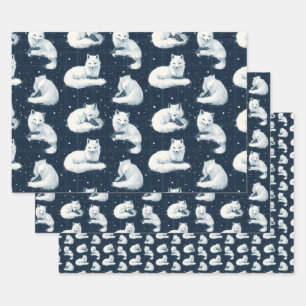 Arctic Fox Winter Christmas Tartan Kariertes Muste Geschenkpapier Set