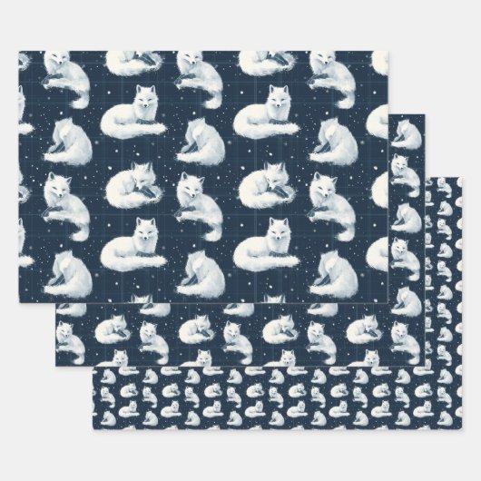 Arctic Fox Winter Christmas Tartan Kariertes Muste Geschenkpapier Set (Set)