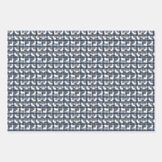 Arctic Fox Winter Christmas Tartan Kariertes Muste Geschenkpapier Set (Vorderseite 3)