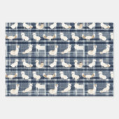 Arctic Fox Winter Christmas Tartan Kariertes Muste Geschenkpapier Set (Vorderseite)