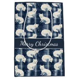 Arctic Fox Winter Christmas Tartan Kariertes Muste Mittlere Geschenktüte