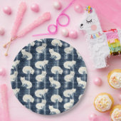 Arctic Fox Winter Christmas Tartan Kariertes Muste Pappteller (Party)