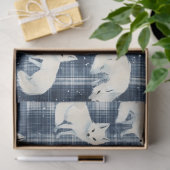 Arctic Fox Winter Christmas Tartan Kariertes Muste Seidenpapier (Geschenk)