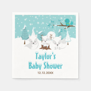 Arctic Fox Winter Wonderland Baby Dusche Serviette