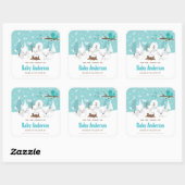 Arctic Fox Winter Wonderland Buchzeichen Quadratischer Aufkleber (Blatt)