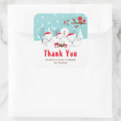 Arctic Foxes Weihnachtsdusche Danke Quadratischer Aufkleber (Tasche)