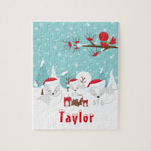 Arctic Foxes Weihnachtswald Puzzle (Vertikal)