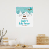 Arctic Foxes Winter Baby Dusche Begrüßungszeichen Poster (Küche)