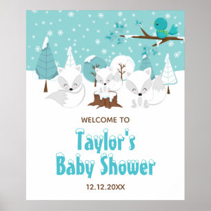 Arctic Foxes Winter Baby Dusche Begrüßungszeichen Poster