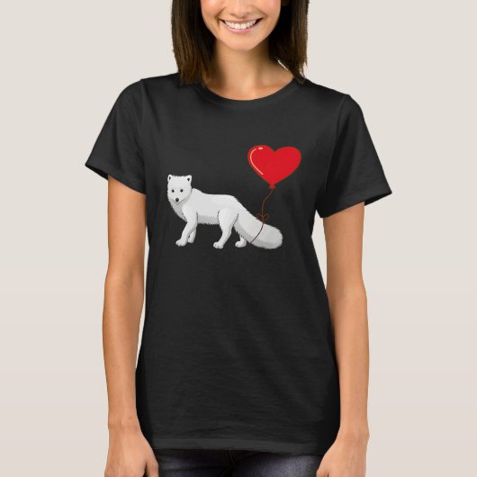 Arctic Foxes With Heart Balloon Valentines Day Lov T-Shirt (Vorderseite)