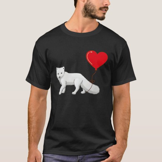 Arctic Foxes With Heart Balloon Valentines Day Lov T-Shirt (Vorderseite)