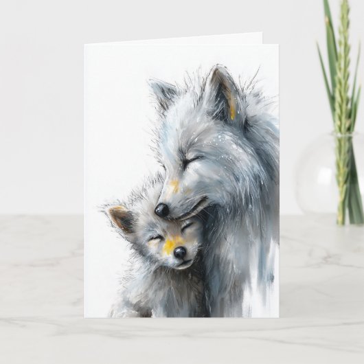 Arctic-Fuchs-Muttertag Feiertagskarte (Vorderseite)