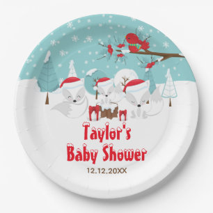 Arctic-Fuchs-Weihnachtswald-Baby-Party Pappteller
