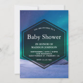 Arctic Ice Aurora Polar Lights Babydusche Einladung (Vorderseite)