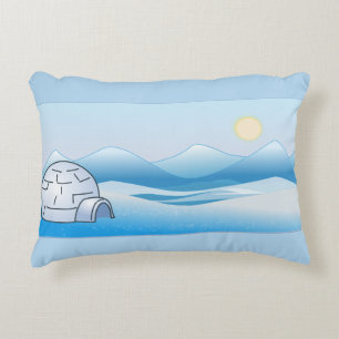 Arctic Iglu Blue Accent Pillow Zierkissen