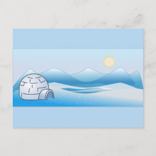 Arctic Iglu Blue Postcard Postkarte