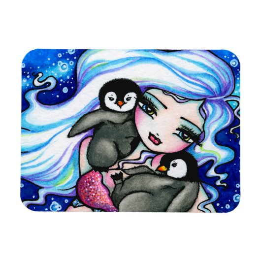 Arctic Mermaid Baby Penguins von Hannah Lynn Magnet (Horizontal)