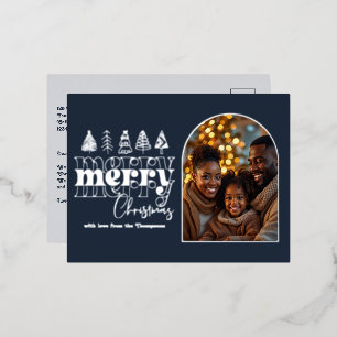Arctic Midnight & Ice Grau Christmas Foto Folien Feiertagspostkarte