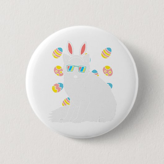 Arctic Snow Fox Bunny Oars Brillen Eier Osterani Button (Vorderseite)