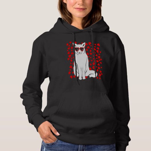 Arctic Snow Fox Heart Glasses Valentines Day Anima Hoodie (Vorderseite)