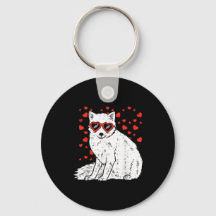 Arctic Snow Fox Herz Gles Valentinstag Tier G Schlüsselanhänger