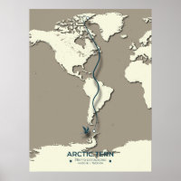 Arctic Tern Migration Map - Minimalistisch Vintage