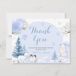 ARCTIC TIERE Schneeflocken Bäume Babydusche Dankeskarte