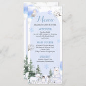 ARCTIC TIERE Schneeflocken Bäume Babydusche Menükarte (Vorne/Hinten)