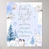 ARCTIC TIERE Schneeflocken Bäume Babydusche Willko Poster (Vorne)