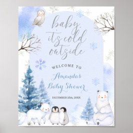 ARCTIC TIERE Schneeflocken Bäume Babydusche Willko Poster