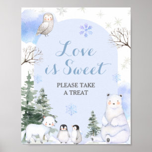 ARCTIC TIERE Schneeflocken Bäume Liebe ist süß Poster