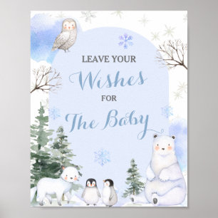 ARCTIC TIERE Schneeflocken Bäume Wünsche für Baby Poster