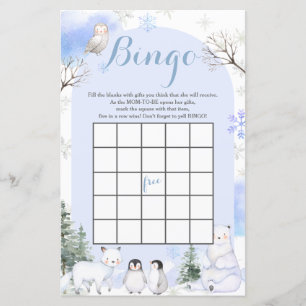 ARCTIC TIERE Schneeflocken Kinderdusche Bingo