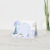 ARCTIC TIERE Schneeflocken Kinderdusche geklappt Dankeskarte (Rückseite)