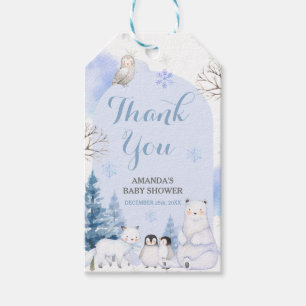 ARCTIC TIERE Snowflakes Babydusche Vielen Dank Geschenkanhänger