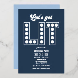 Arctic Twilight Lets Get Lit Retro Christmas Party Folieneinladung