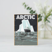 Arctic Vintage Reiseplakat Postkarte (Stehend Vorderseite)