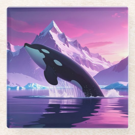 Arctic Whale Mousepad Glasuntersetzer (Vorderseite)