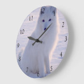 Arctic White Fox Winter Alaska Foto entworfen Große Wanduhr (Winkel)