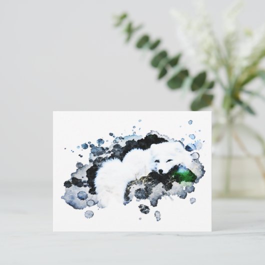 *~* Arctic White - Snow Polar Fox Ap18 Wildlife Postkarte (Stehend Vorderseite)