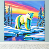 Arctic Wild Snowy Polar Bear Leinwanddruck (Insitu (Holzboden))
