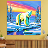 Arctic Wild Snowy Polar Bear Leinwanddruck (Insitu (Wohnzimmer))