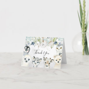 Arctic Winter Animals Baby Dusche Danke Karte