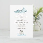 Arctic Winter Penguins Baby Dusche Einladung (Stehend Vorderseite)