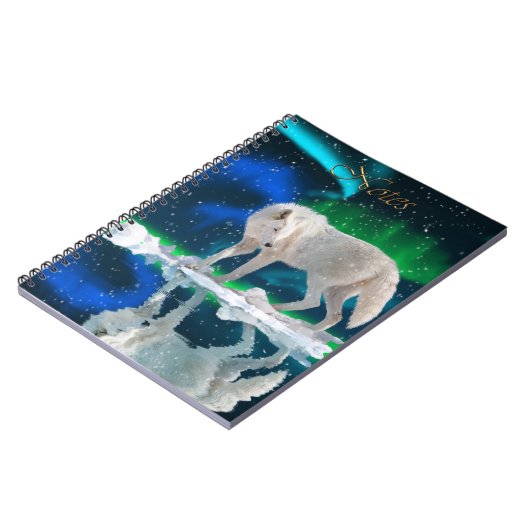 Arctic Wolf & Aurora Wildlife-Fan-Notebook Notizblock (Linke Seite)