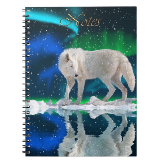 Arctic Wolf & Aurora Wildlife-Fan-Notebook Notizblock (Vorderseite)
