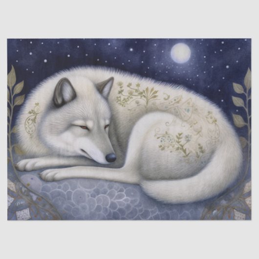 Arctic Wolf Boho Mystical Art Seidenpapier (Vorderseite)