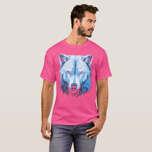 Arctic Wolf Face Wolves Art Motif T-Shirt (Vorne ganz)